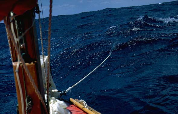 Tinkerbelle riding to sea anchor