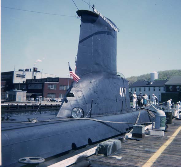 USS Tench, at New London, Connecticut, circa 1965