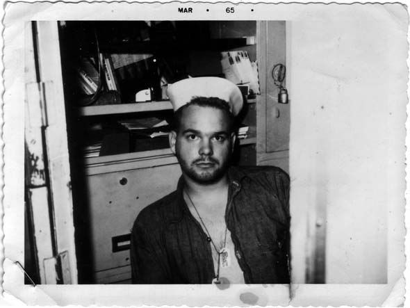 Yeoman Rentschler in quarters aboard USS Tench, circa March 1965